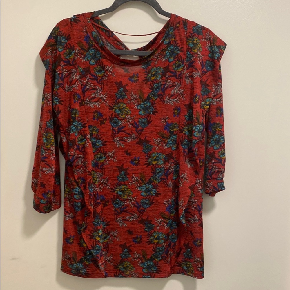 Free People Floral Red Women's Top